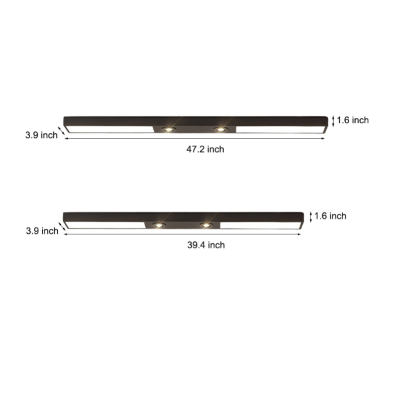 Linear LED Black Ceiling Light with Adjustable Spotlights