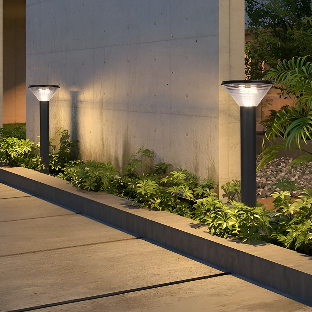Solar LED Pathway Light Black Cylindrical Outdoor Landscape Lighting