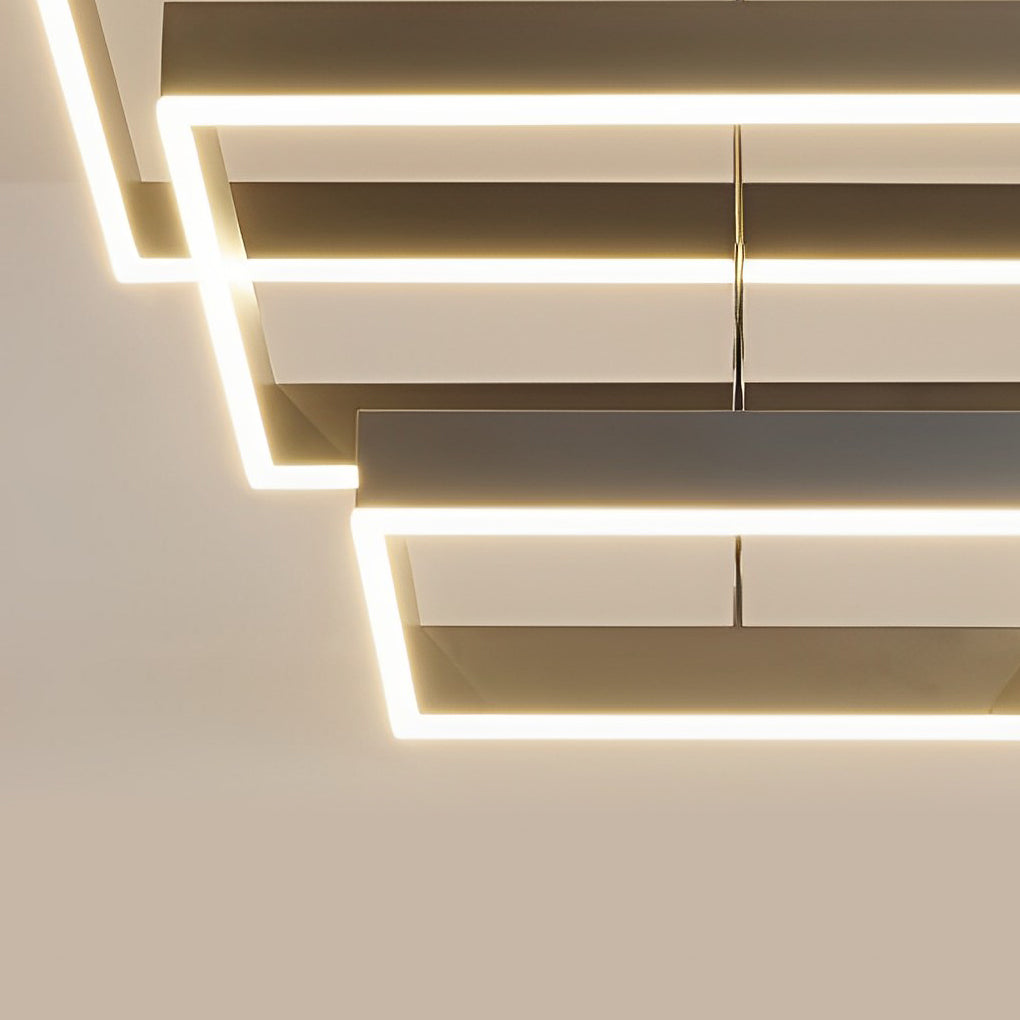 Modern Square LED Chandelier Black Aluminum Dimmable Remote Control
