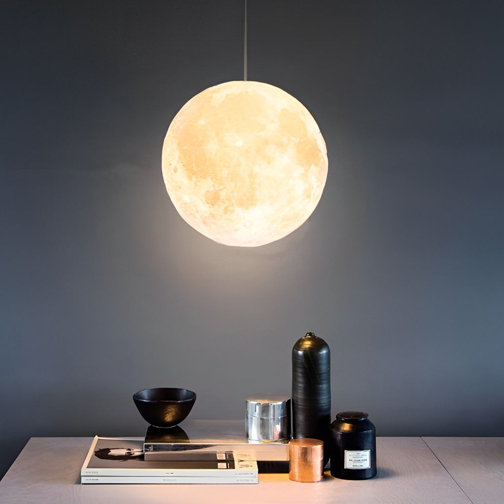 3D Moon Pendant Light Modern Nordic Spherical Hanging Lamp