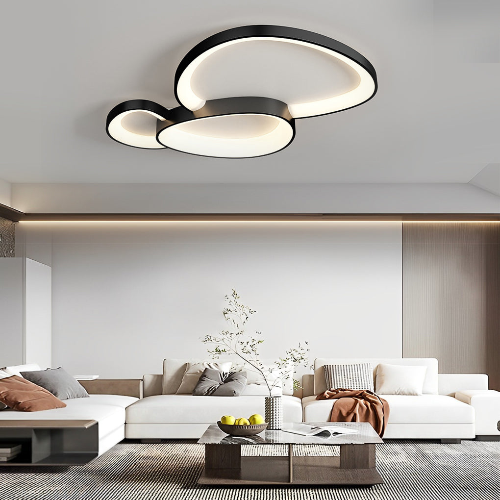 Geometric Line LED Flush Mount Ceiling Light with 3-Step Dimming