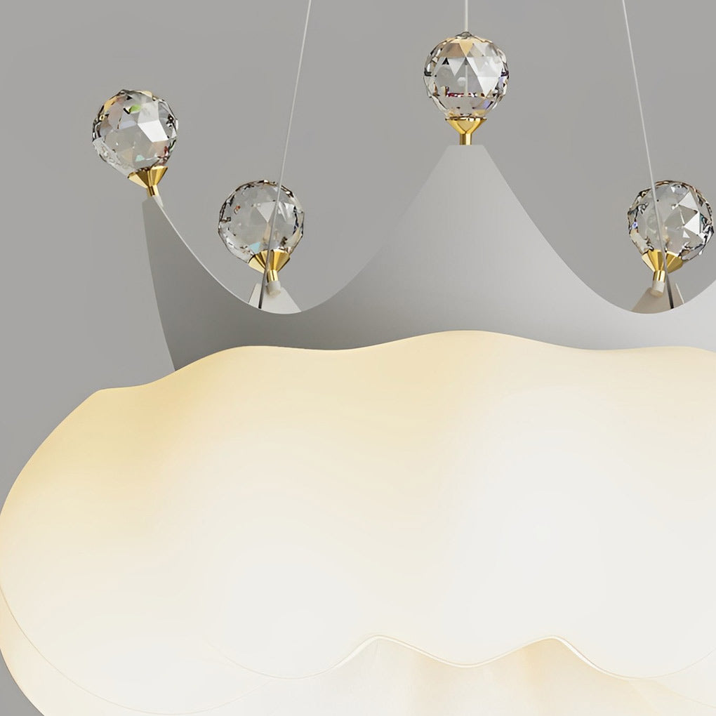 Modern Cloud Crown Chandelier with Dimmable LED - Gold & White