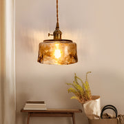 Modern Glass Pendant Light with Electroplated Metal Finish