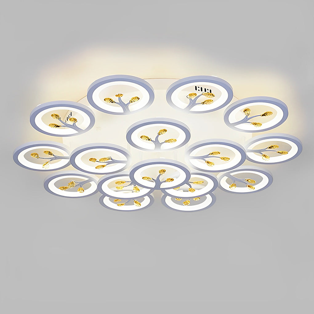 16-Light Flower Dimmable LED Flush Mount Ceiling Light White