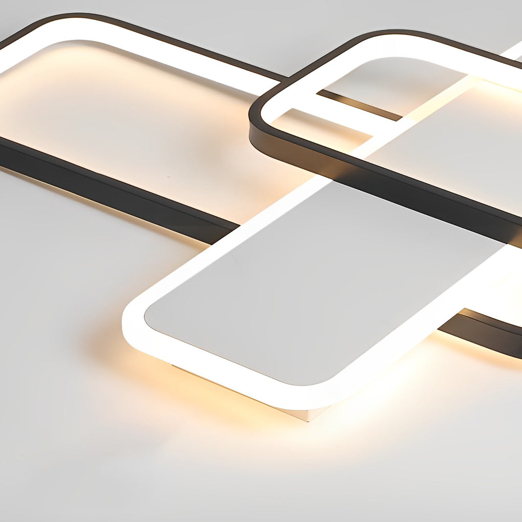 Modern Square Overlapping LED Ceiling Light with Stepless Dimming