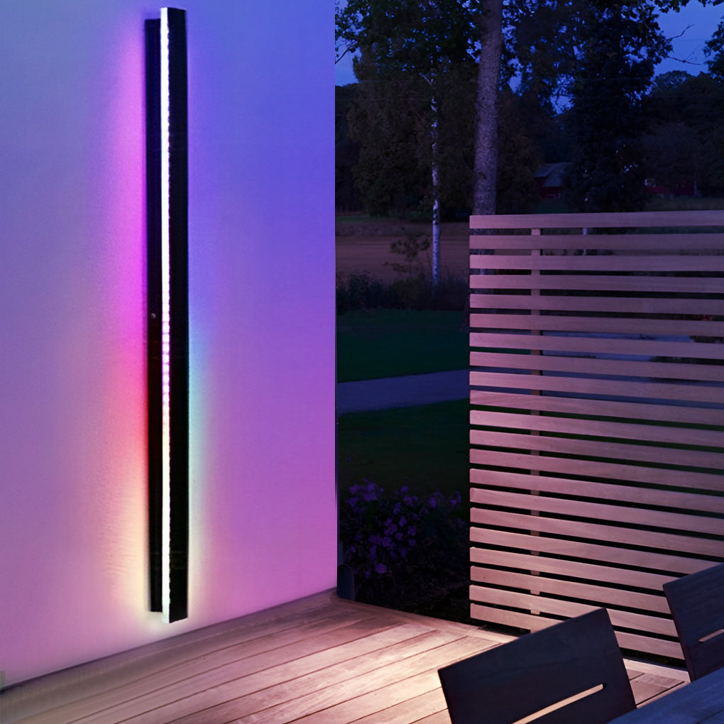 RGB Linear LED Wall Light Waterproof Outdoor Black Metal Fixture