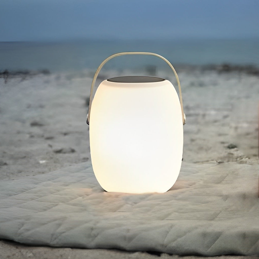 Solar LED Outdoor Lantern with Wood Grain Finish & Portable Handle