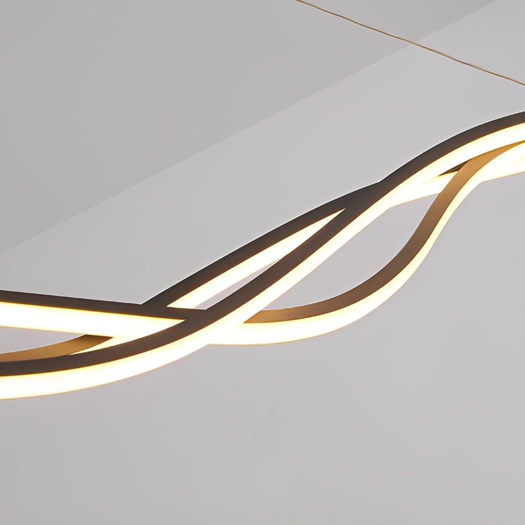 Modern Wave Linear Dimmable LED Pendant Light with Remote