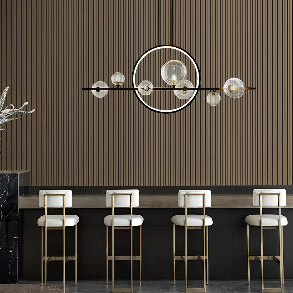 Modern Glass Bubble Chandelier with G9 LED – Black Finish