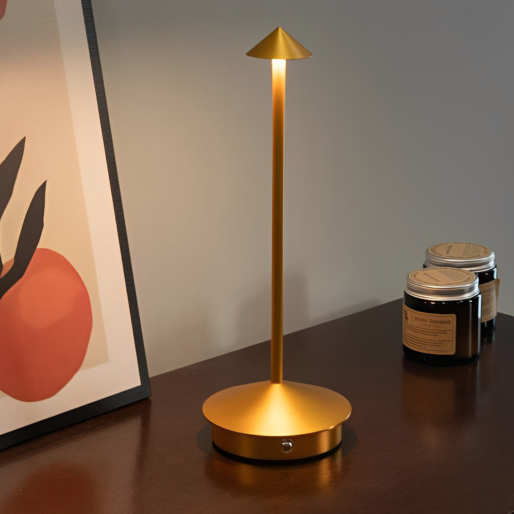 Cordless Mushroom Table Lamp - Modern Aluminum LED Touch Dimming