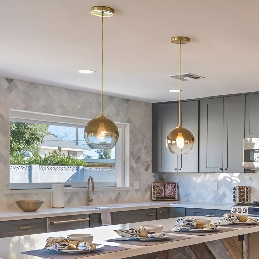 Modern Globe Glass Pendant Light Industrial Single Ceiling Fixture