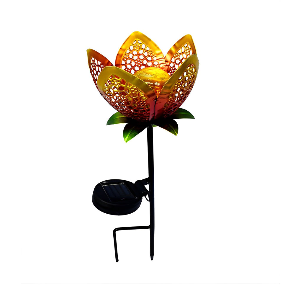 Solar Garden Stake Light with Hollow Iron Frame & Glass Globe