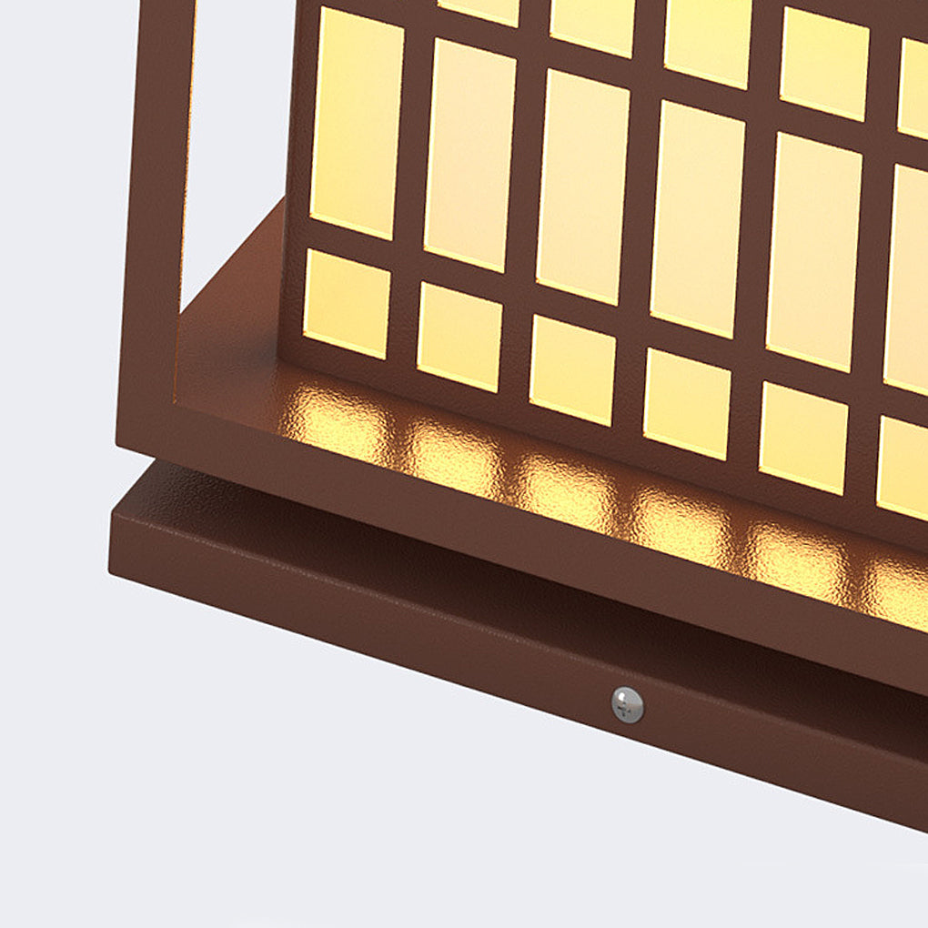 Modern Square LED Outdoor Post Light - Waterproof Brown Pillar