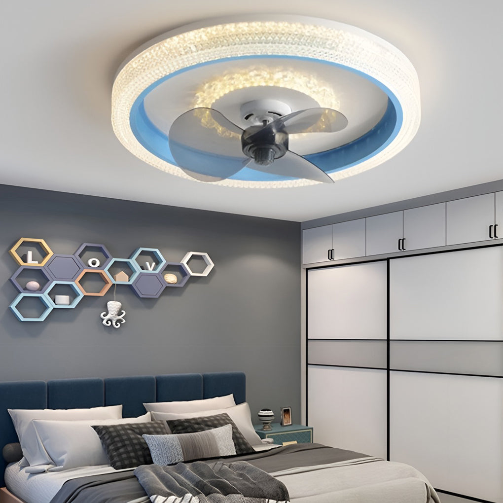 Modern LED Ceiling Fan Light with Dimmable Remote & 360° Rotation