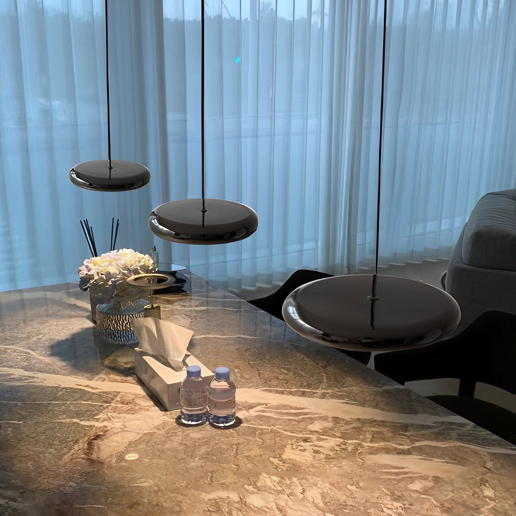 Round Mirrored Aluminum LED Pendant Light - Modern Minimalist