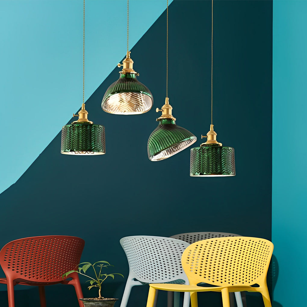 Green Glass Pendant Light with Copper Fittings – Nordic Retro