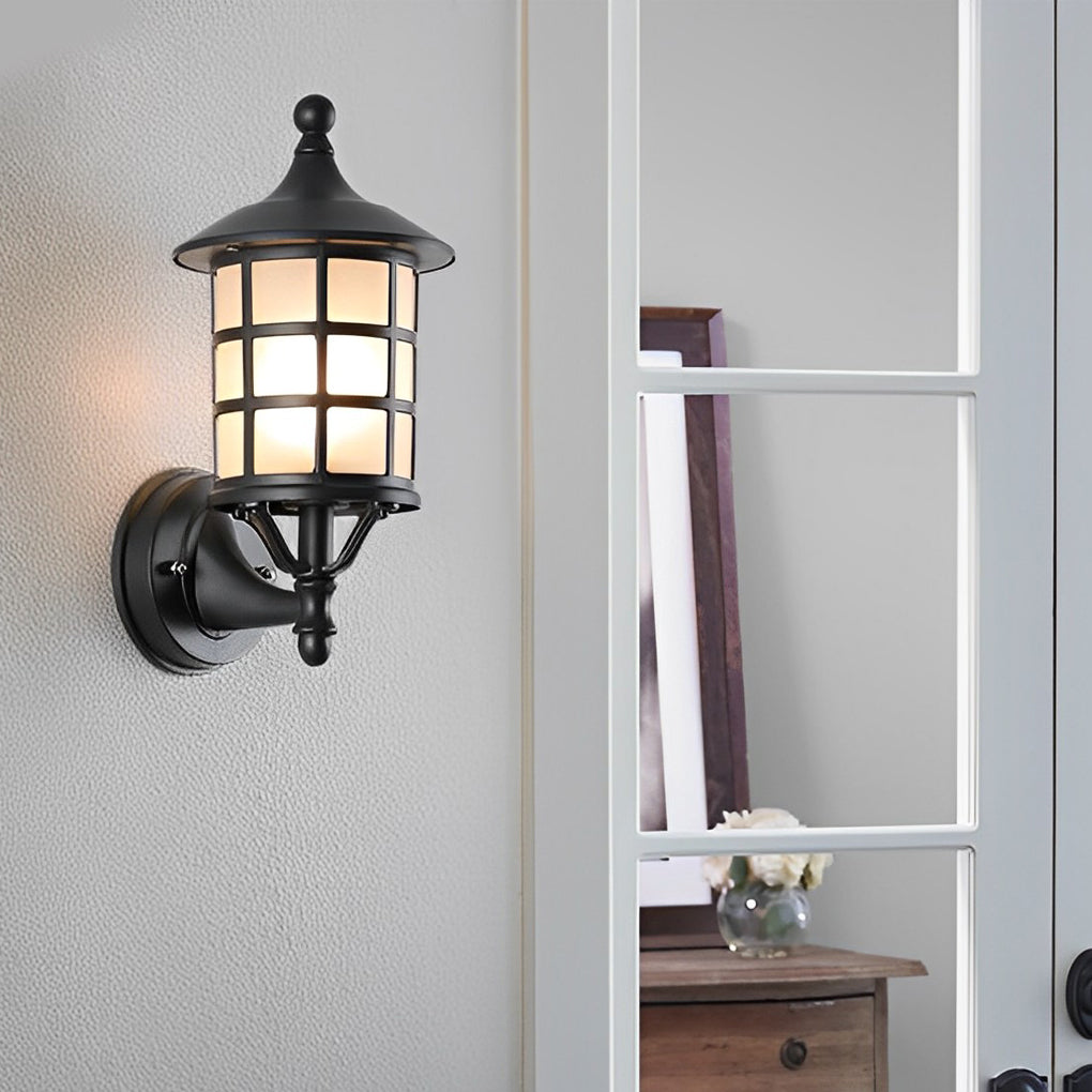 Modern Round Solar Wall Sconce - Black Aluminum & Glass Outdoor