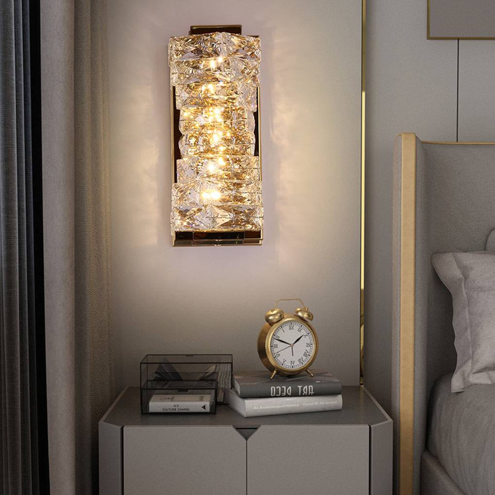 Crystal LED Wall Sconce with 3-Step Dimming - Modern Wall Light