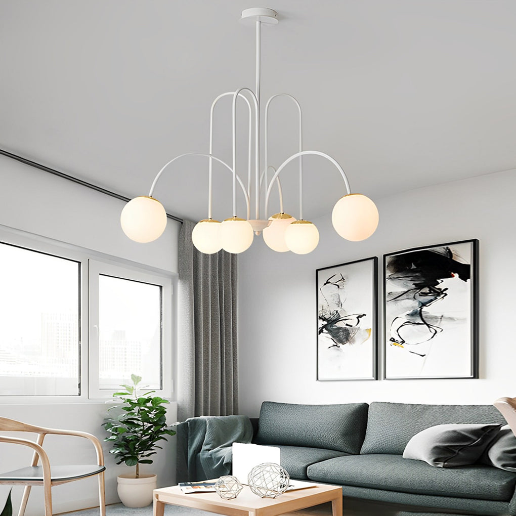 Modern Glass Iron Chandelier 6/8 Lights Nordic Design Ceiling Light