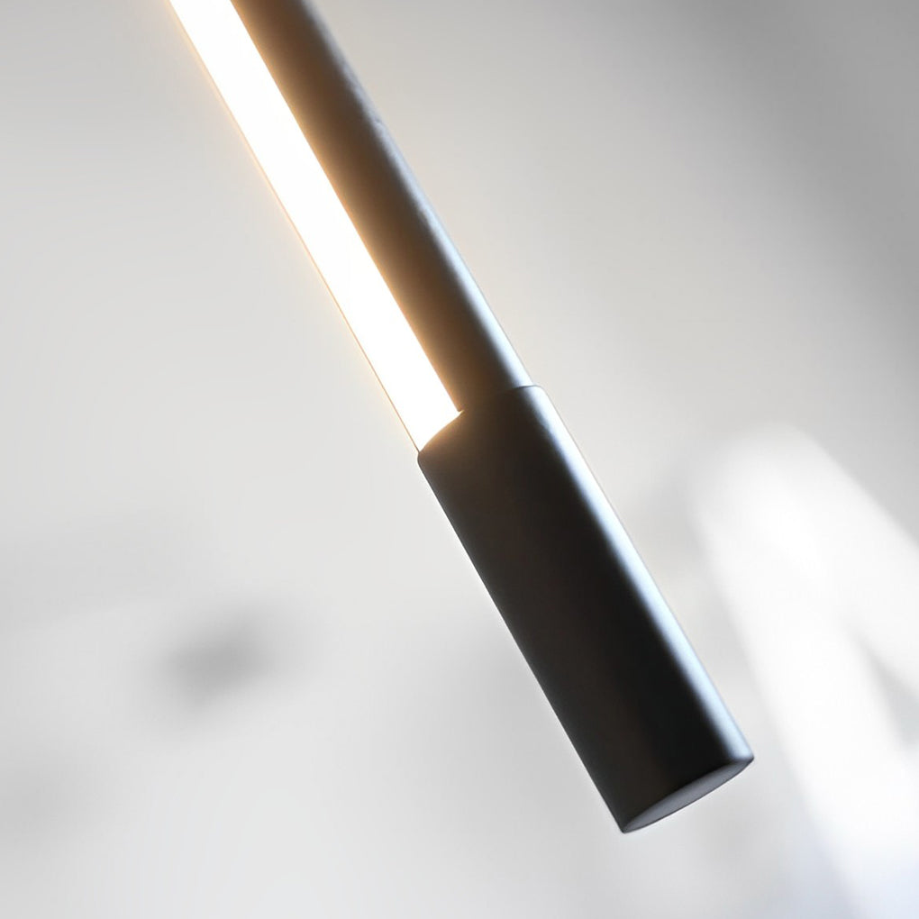 Modern Linear LED Pendant Light Dimmable Black Iron Ceiling Fixture
