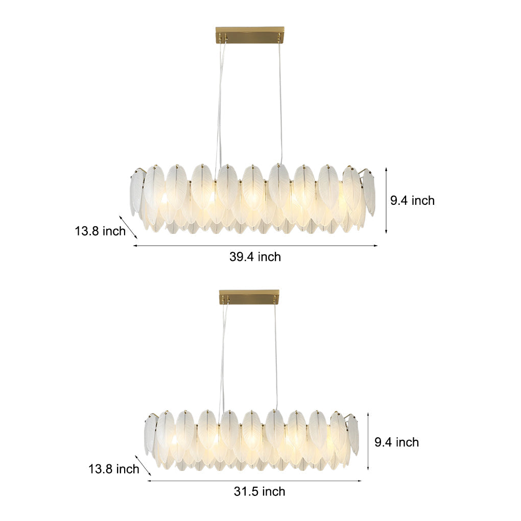 Glass Feather Post-Modern Chandelier with Three-Step Dimming