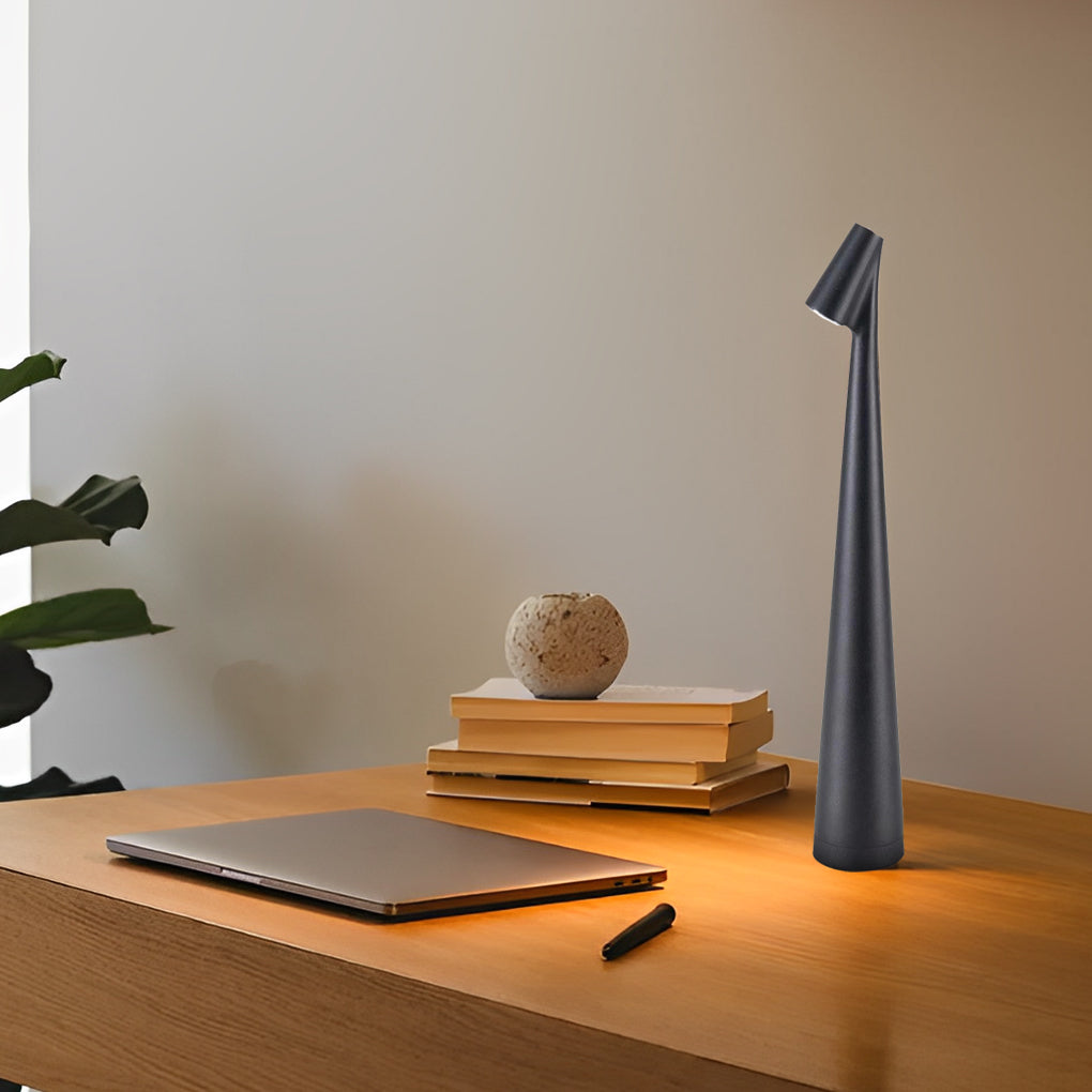 Modern Conical Stem LED Table Lamp with Touch Dimming