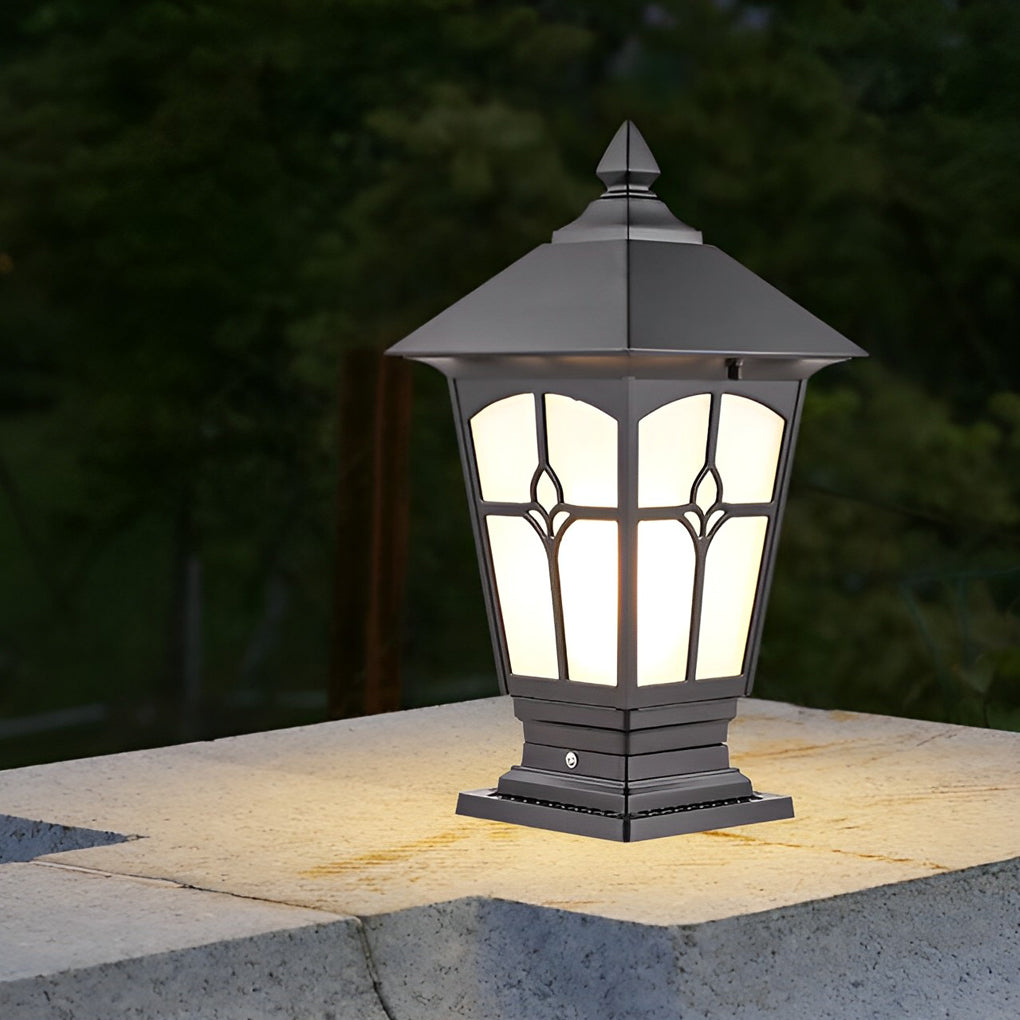 Solar LED Post Cap Light - Aluminum & Glass - Retro Modern Brown