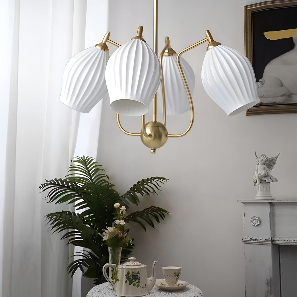 Ceramic Flower Chandelier – Modern Warm White Ceiling Light