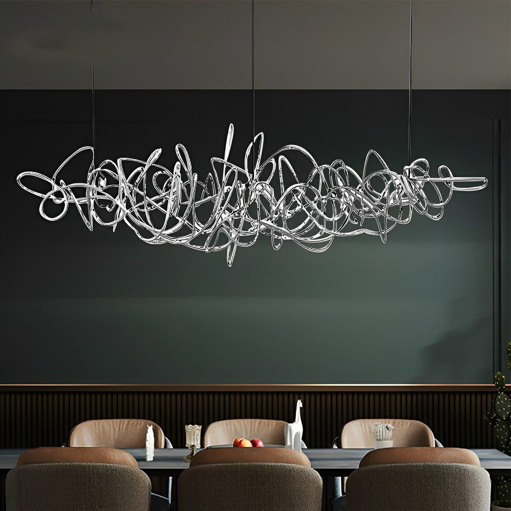 Sculptural Wave LED Chandelier – Electroplated Metal