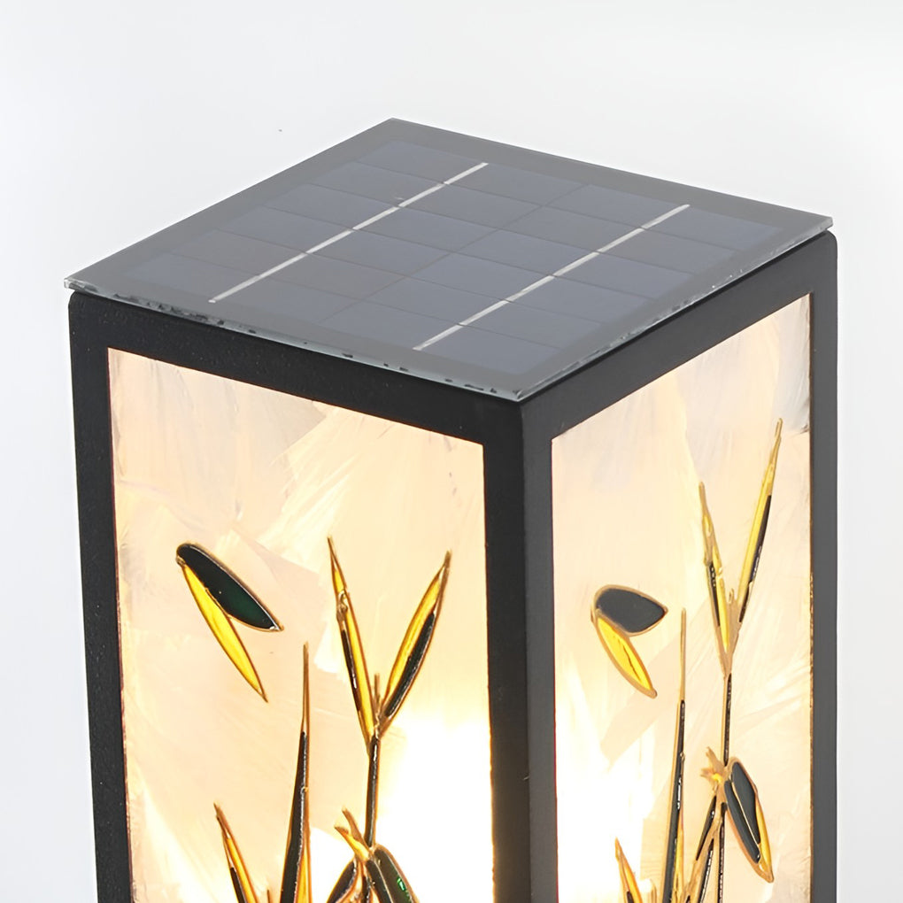Vintage Square Solar LED Path Light with Floral Acrylic Shade