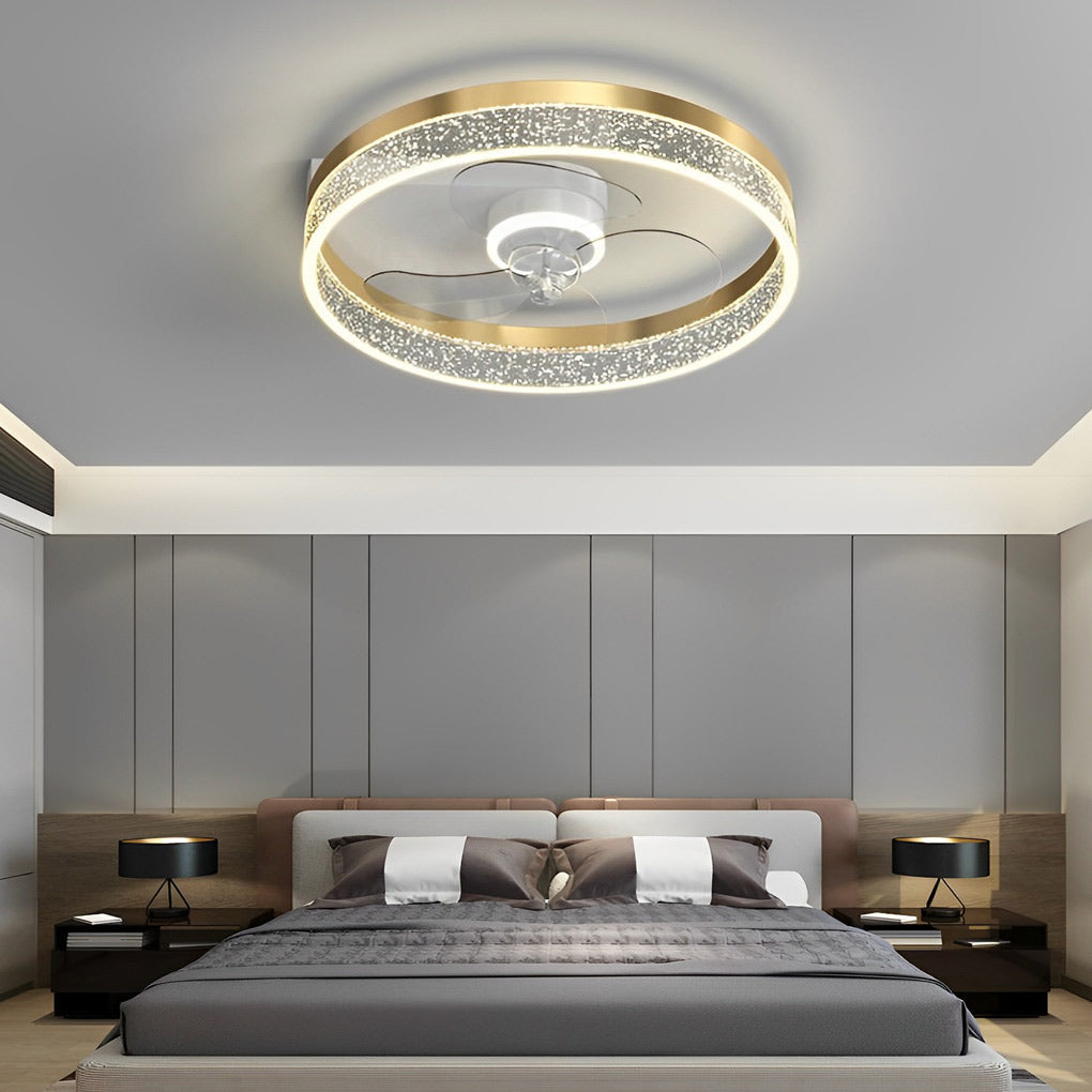 Modern Bladeless Ceiling Fan with LED Light - Silent Smart Control