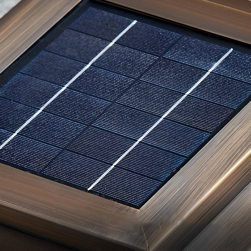 Modern Solar Fence Post Light - Copper & Glass Outdoor Lighting
