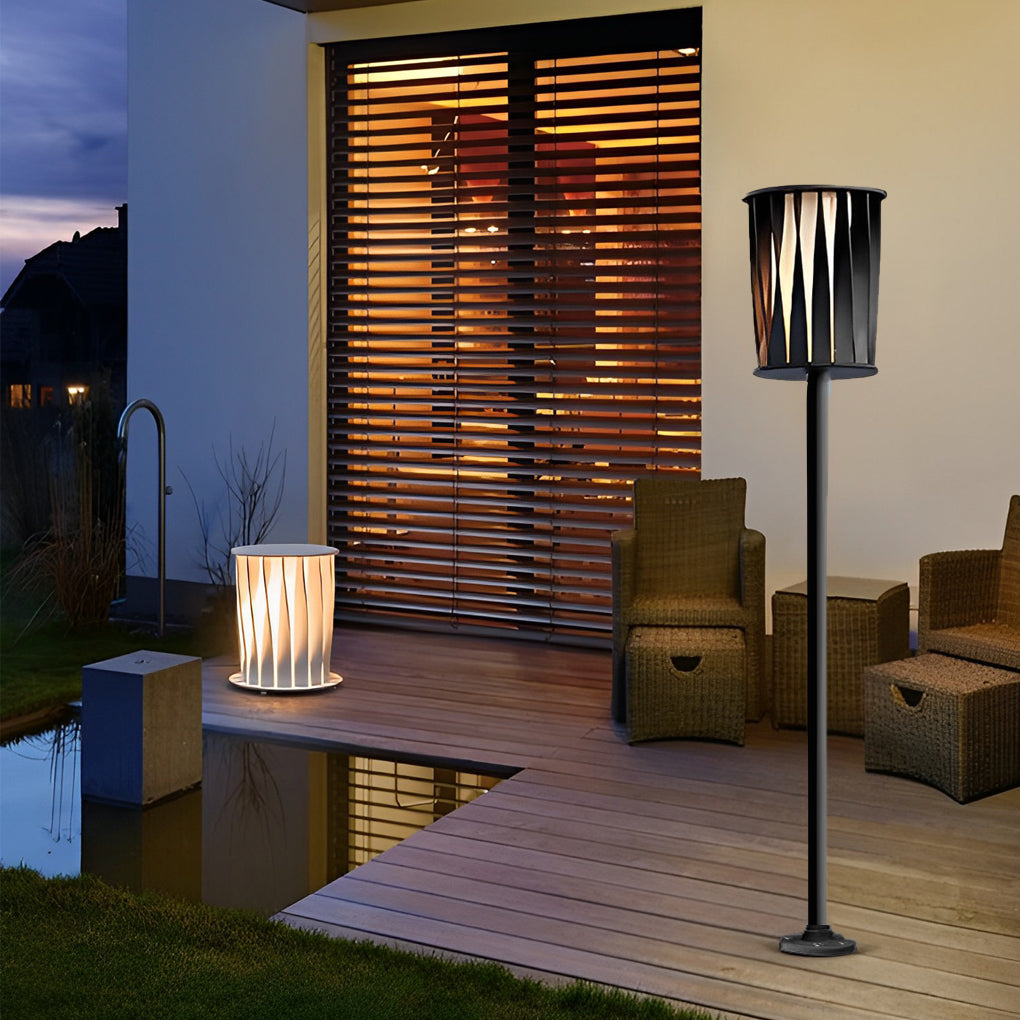 Modern Outdoor Floor Lamp with Rotating Slats & IP65 Waterproof
