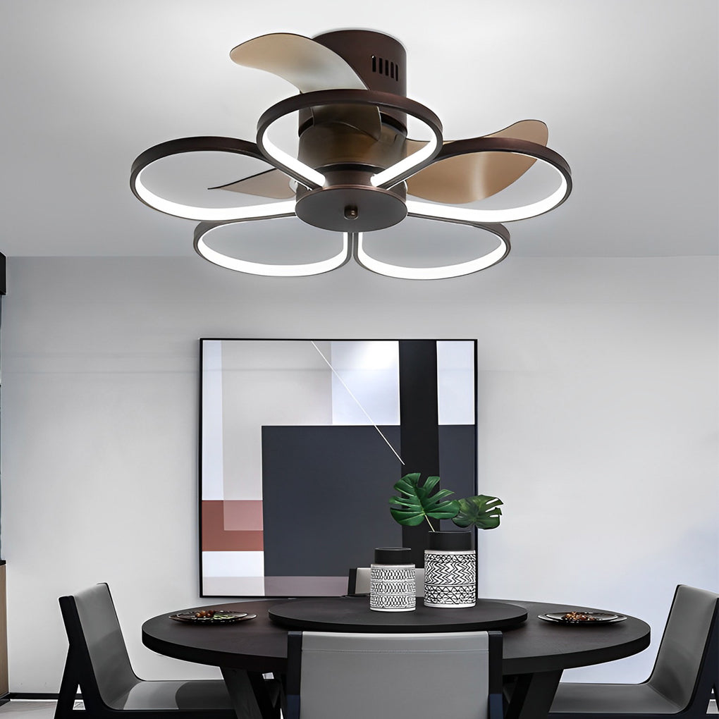Floral Bladeless Ceiling Fan Light with Dimmable LED
