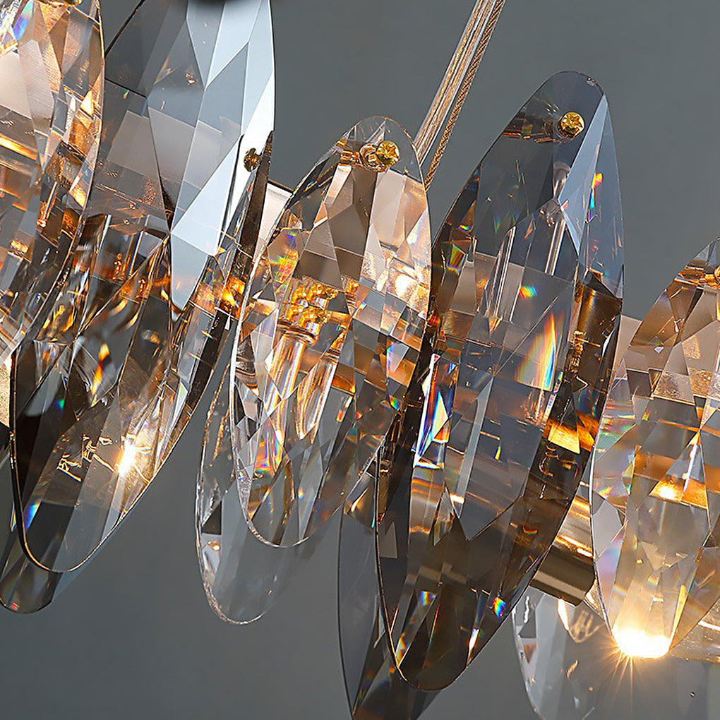 Modern Crystal Chandelier with Smoke Gray Oval Shades
