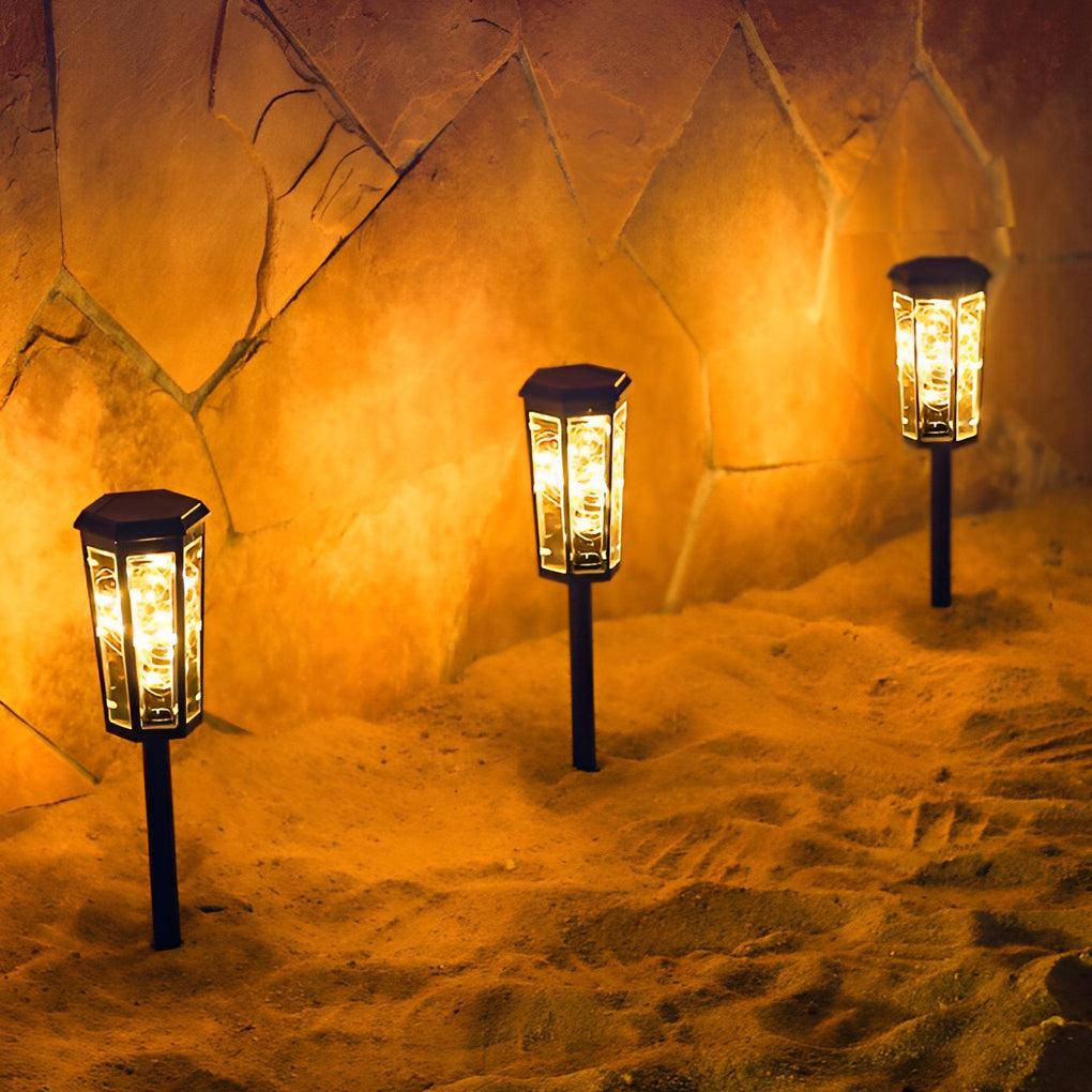Hexagonal Solar Lawn Lights with Motion Sensor - Set of 2