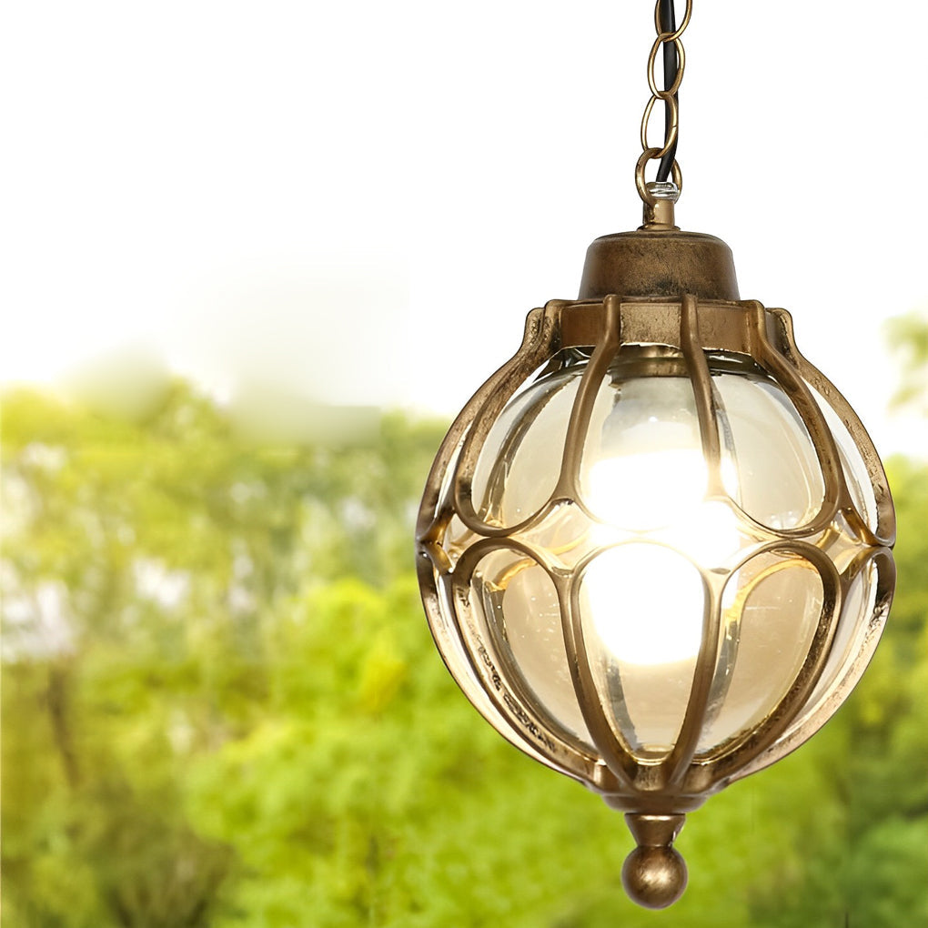 Glass Ball Outdoor Pendant Light | Waterproof Aluminum Chandelier