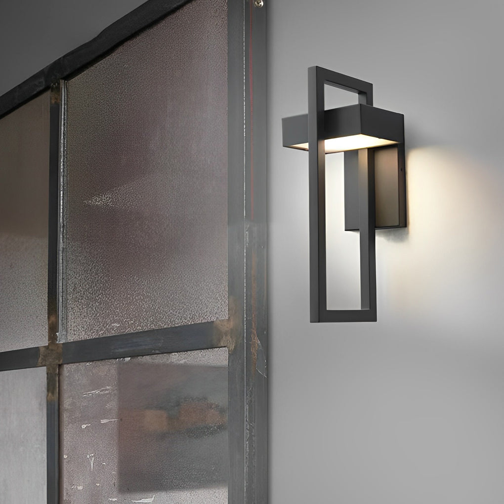 Rectangular Modern LED Outdoor Wall Lamp - Waterproof Black