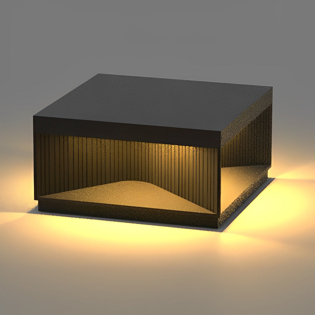 Modern Square Solar Fence Post Light - Stainless Steel Outdoor