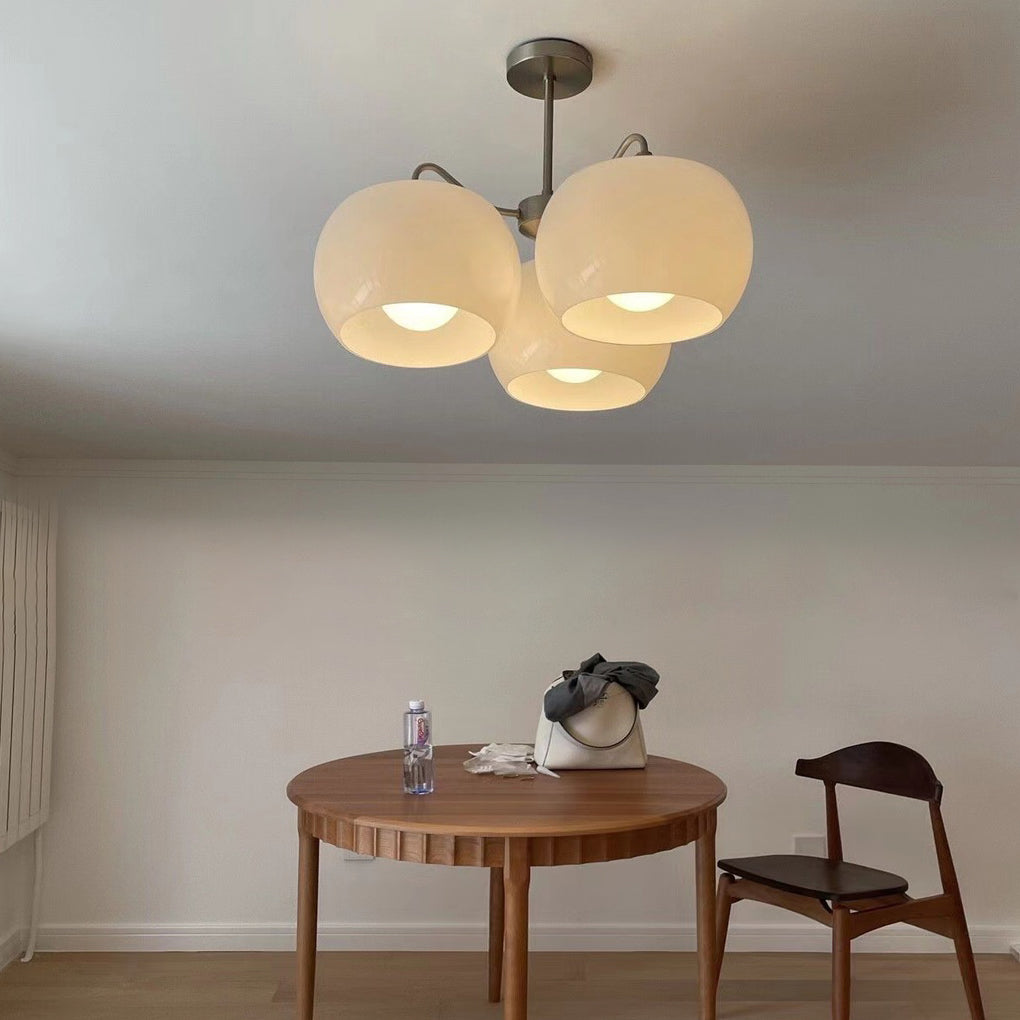 White Glass Vintage Chandelier 3-Light E27 Pendant Lamp