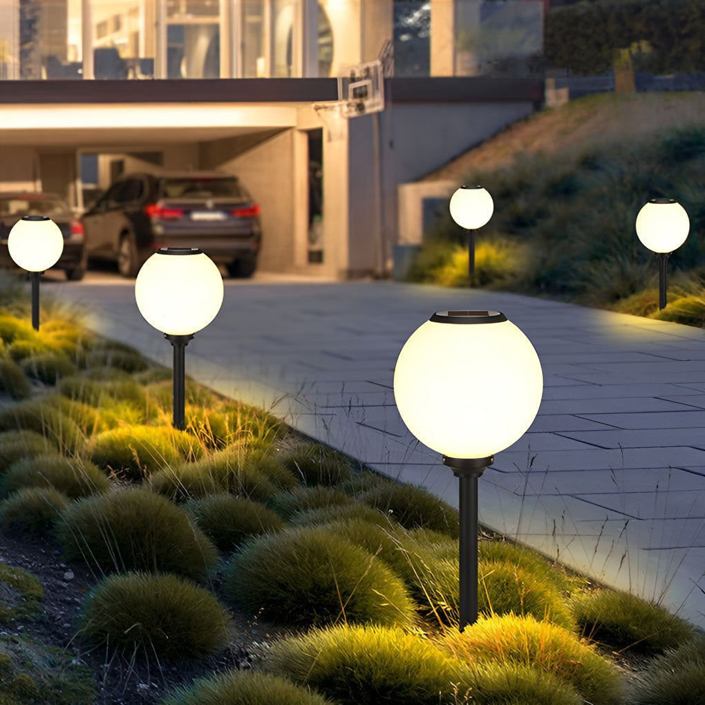 Solar LED Pathway Light Round Ball Design Adjustable Brightness