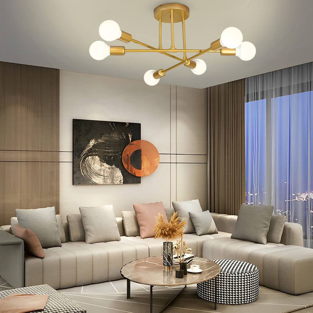 Modern 6-Light Sputnik Flush Mount Ceiling Light - 22'' Dia