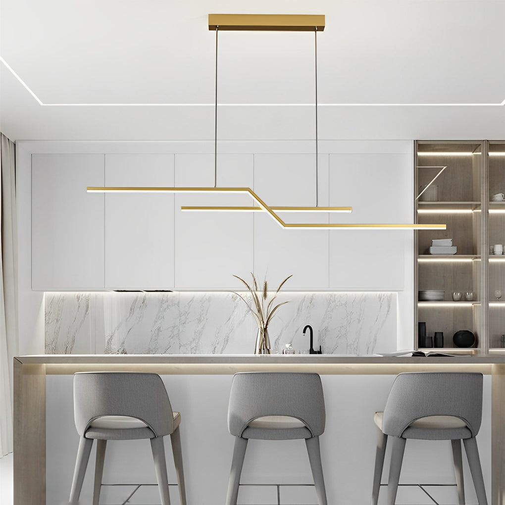 Modern Wave Linear LED Pendant Light with 3-Step Dimming