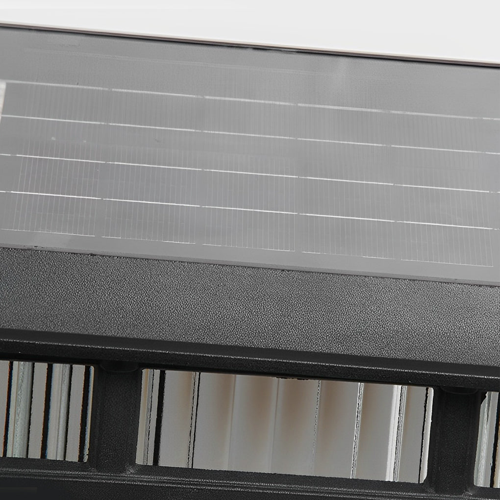 Modern Glass Solar Fence Post Light - Matte Black Aluminum Outdoor