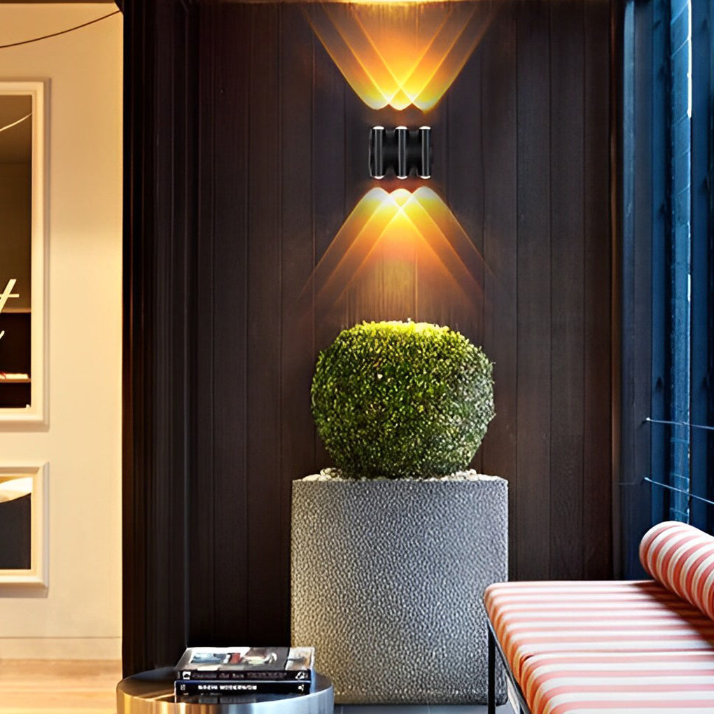 Modern Black LED Outdoor Wall Light Waterproof Up Down Washer Lamp