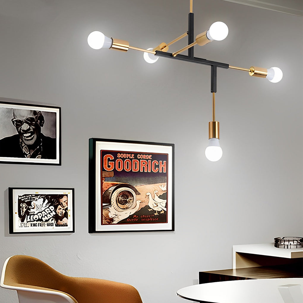 5-Light Branch Modern Chandelier – Electroplated Iron Ceiling Light
