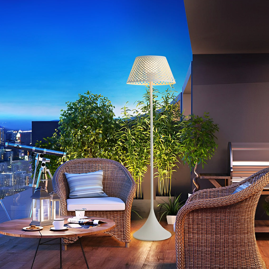 Modern Mesh Solar Outdoor Floor Lamp - Stainless Steel