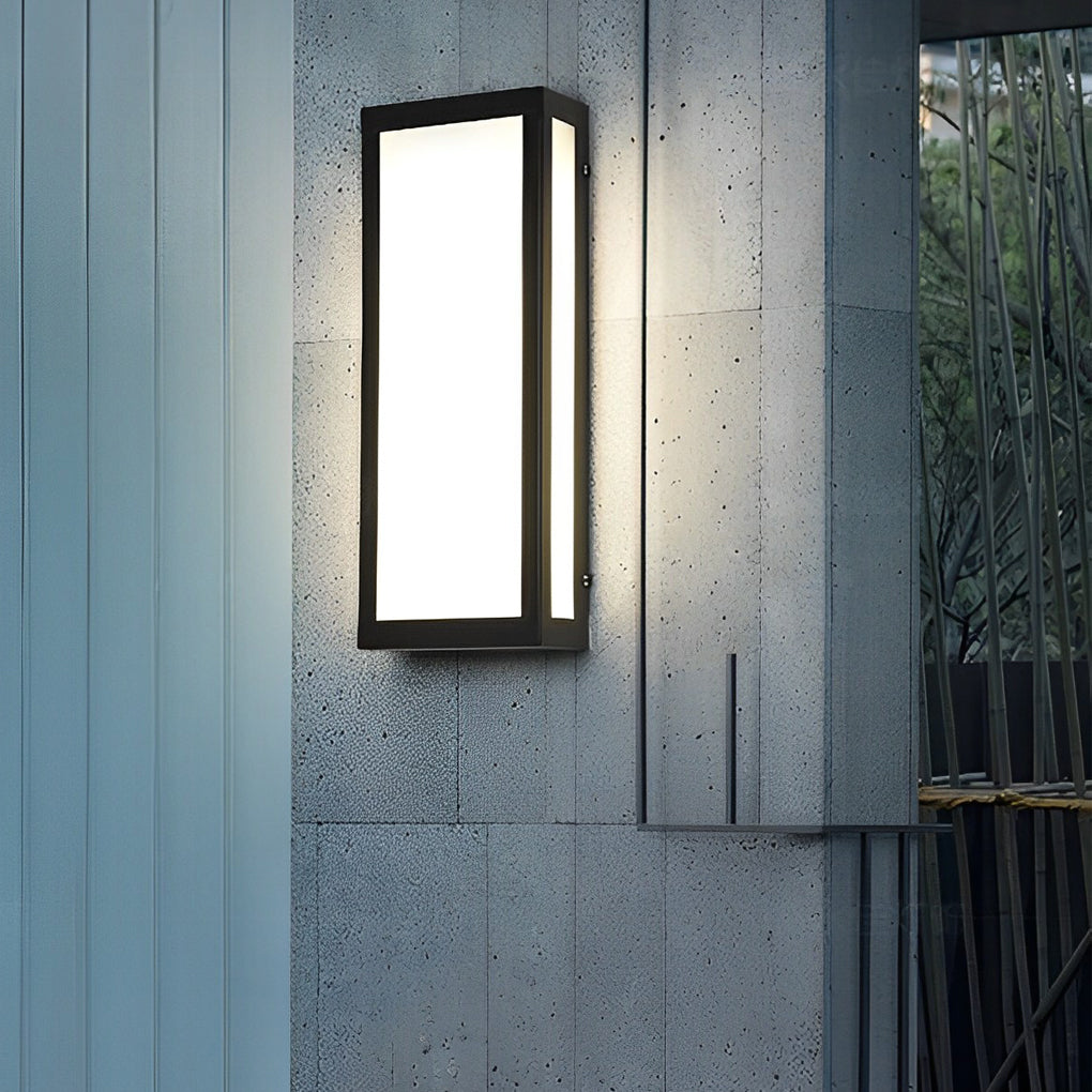 Modern Rectangular LED Outdoor Wall Lamp - Matte Black