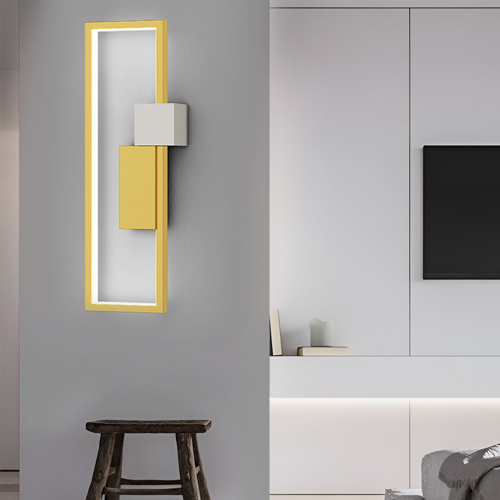 Modern Rectangular LED Wall Sconce with Three-Color Lighting