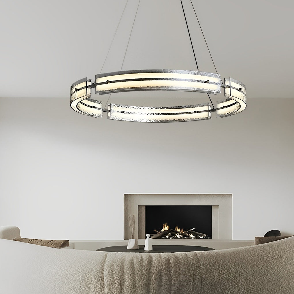 Modern LED Ring Chandelier with Stepless Dimming & Remote Control